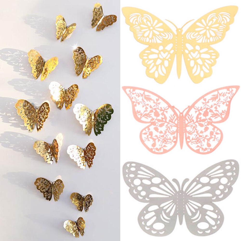 Set 12 Bướm 3d Trang Trí Tiệc Cưới