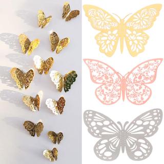 HZLING 12 Cái / bộ Miếng Dán Bướm Vàng Bạc Thủ Công Đồ Dùng Dự Tiệc Kết Cấu Kim Loại