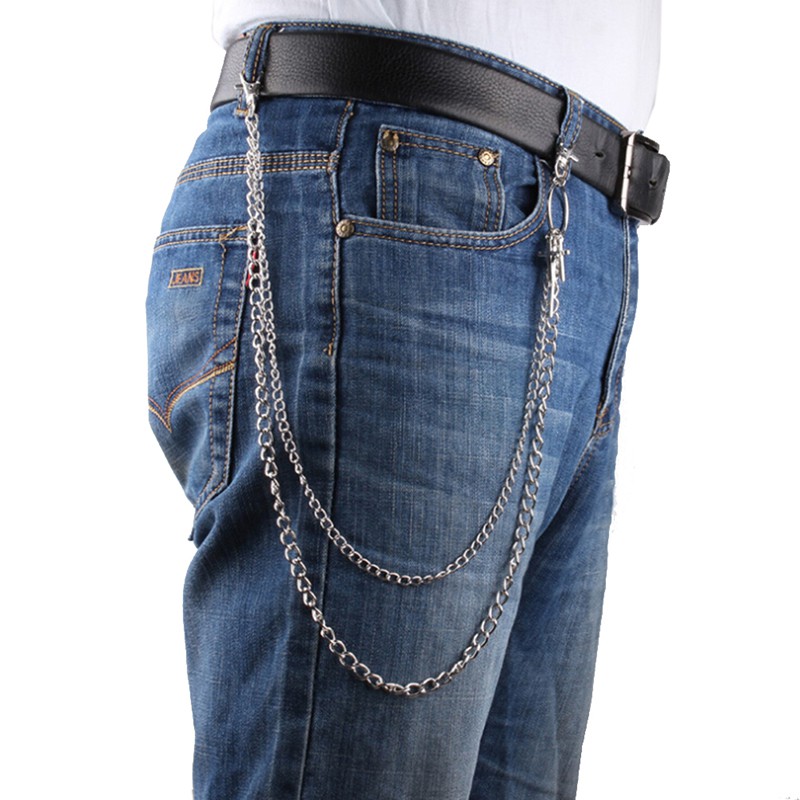 Dây xích móc khóa dài 2 lớp gắn quần jean nam/nữ