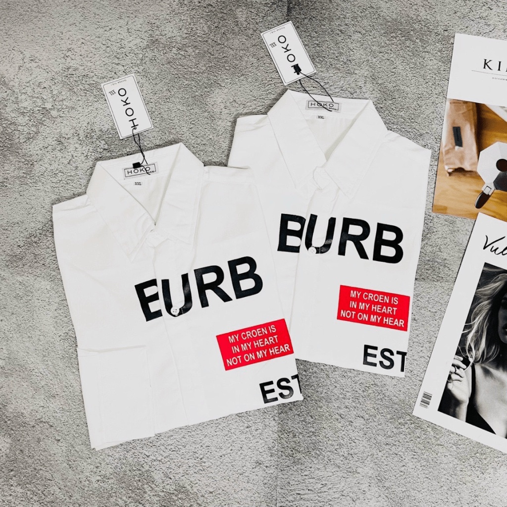 Áo Sơ Mi Nam Tay Dài In Chữ Vải Lụa Kate Mềm Mịn Thấm Hút Phong Cách Soái Ca Trẻ Trung [NEW UNISEX]