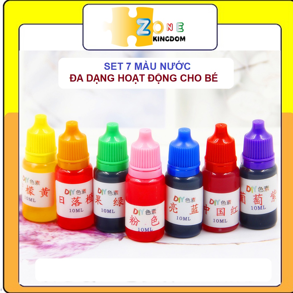 Đồ chơi cho bé, set 7 màu nước thí nghiệm 10ml cho bé khám phá khoa học