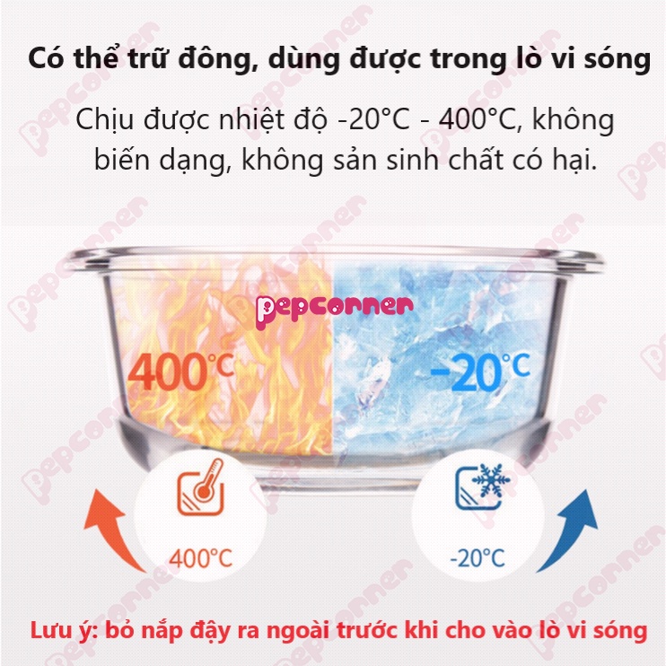 Hộp thủy tinh trữ đông, trữ đồ ăn dặm thức ăn cho bé 130ml dày dặn, có thể hấp nướng, dùng được trong lò vi sóng