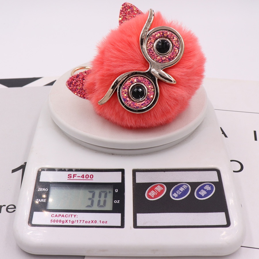 Móc Khóa Hình Cú Mèo Phối Lông Xinh Xắn Đáng Yêu