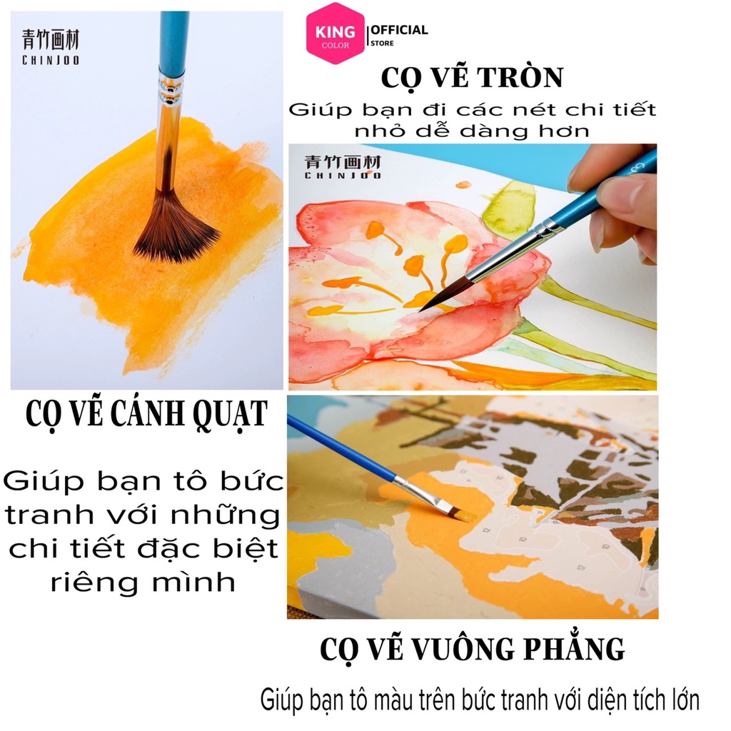 Sét 12 Cọ Vẽ Màu Nước Chuyên Dụng Cao Cấp XINBOWEN Vẽ Tranh Sơn Dầu, Màu Nước, Màu Acrylic, tinh tế từng nét Kiến thiết