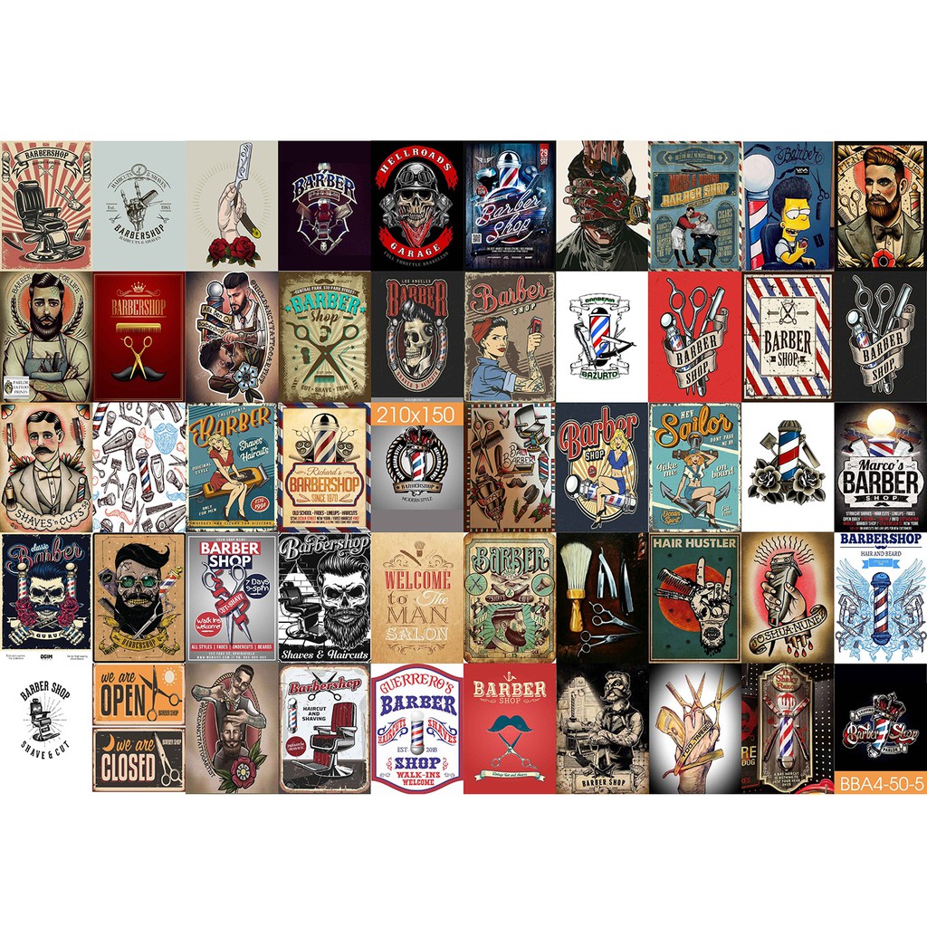 Combo Set 30 tờ Decal trang trí SALON TÓC