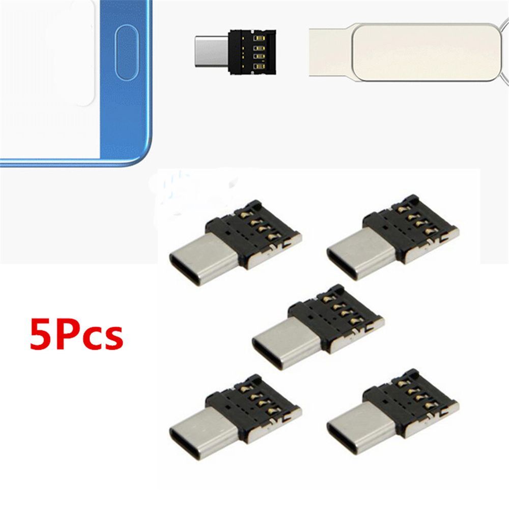 Aaron1 Bộ 5 Đầu Chuyển Đổi Otg Usb Type C Mini Sang Usb 2.0 Nhiều Màu Sắc Cho Điện Thoại / Máy Tính Bảng