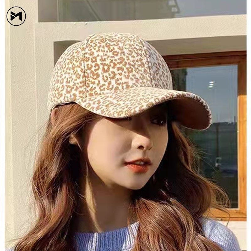 Mũ Lưỡi Trai Da Lộn Họa Tiết Da Báo Cá Tính Thời Trang Phong Cách Hàn Quốc