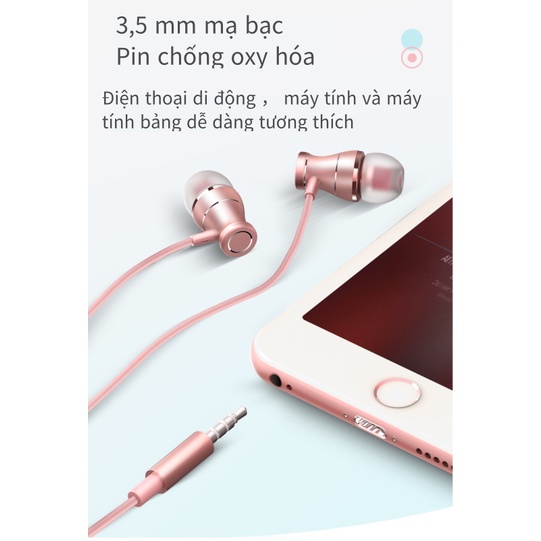 Tai nghe giảm tiếng ồn có dây 3.5mm Thiết kế hấp thụ nam châm trong tai nhét tai loa siêu trầm