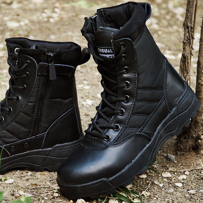 Giầy swat phong cách army cổ cao màu đen