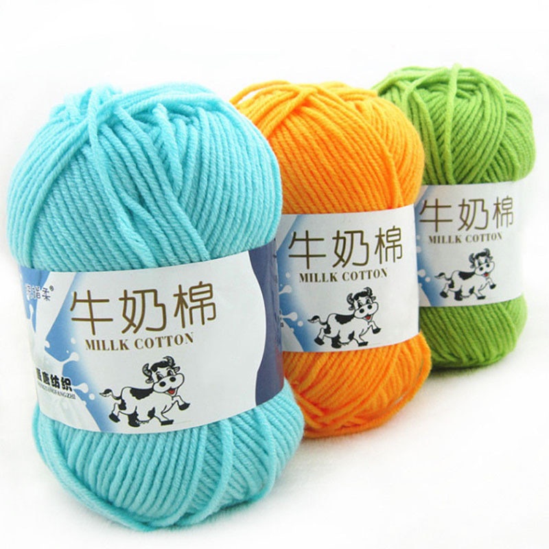 Cuộn len cotton sữa mịn màng đan móc thủ công mã 51-86