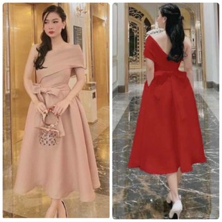 Đầm lệch vai cột eo