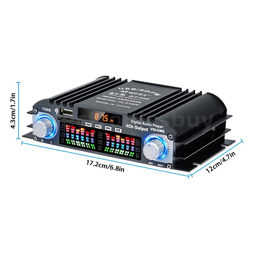 Bộ Khuếch Đại Âm Thanh bluetooth Không Dây Mini 12V Thẻ SD Thẻ U Cho Xe Hơi/Máy Nghe Nhạc MP3