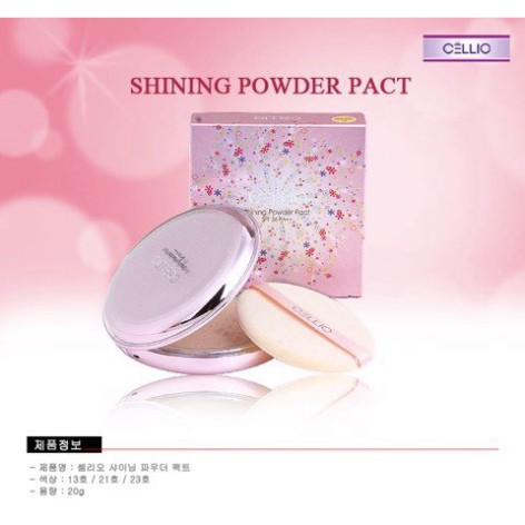 Phấn phủ kiềm dầu 2 Lõi Cellio Shining Ex Twoway Cake Siêu Mịn - HanZy Store