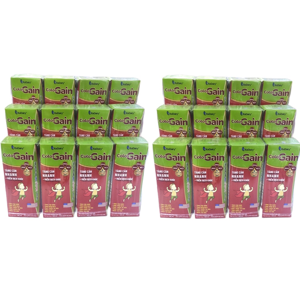 Combo 24 hộp Sữa bột pha sẵn Colos Gain Hộp 180ml