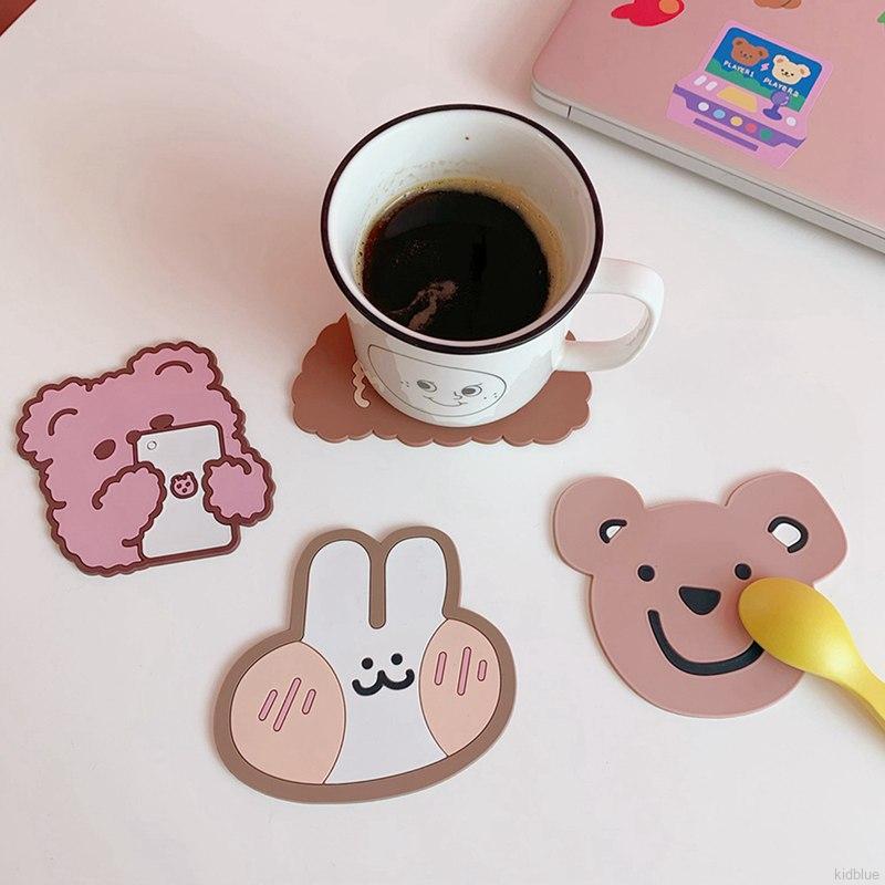 Miếng Lót Ly Cách Nhiệt Chống Trượt Hình Thỏ Gấu Đáng Yêu Tiện Dụng