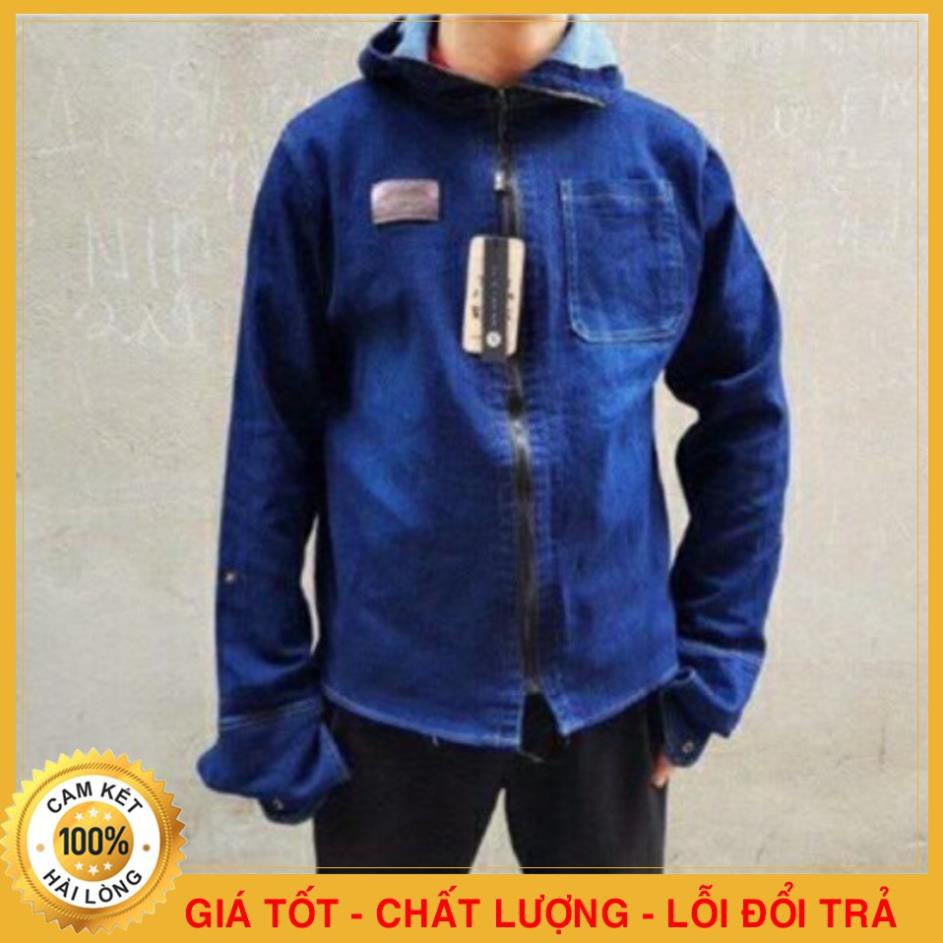 Áo Chống Nắng Nam Chất Vải Bò Jean Cao Cấp - Co Giãn - Dày Dặn - Chống Tia UV Gây Hại Cho Da - Hàng VNXK ྇