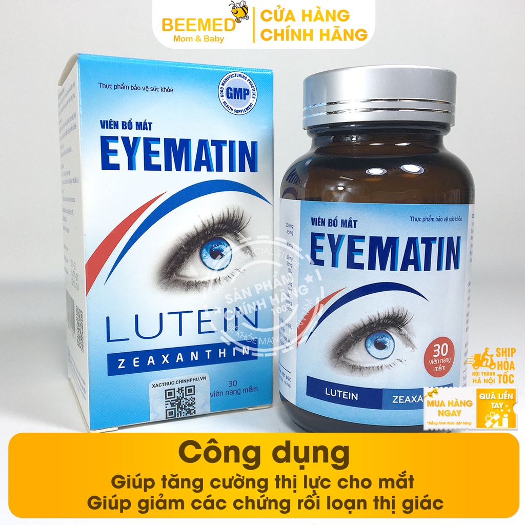 Viên sáng mắt Eyematin từ Lutein và Omega, bổ mắt, tăng cường thị lực, giảm cận thị, mờ và mỏi mắt