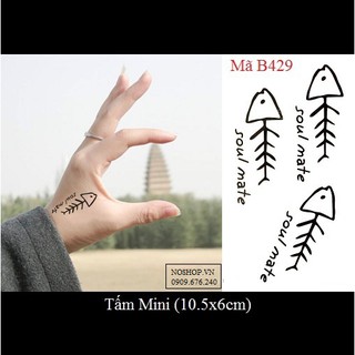 Xăm dán Tattoo xương cá B429