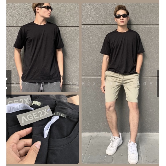 3 MÀU ÁO THUN TRƠN SIÊU HOT TRĂNG, ĐEN, XÁM chính hãng AGE2X chất thun cotton 4 chiều,dầy mềm,hút mồ hôi tốt,khô nhanh