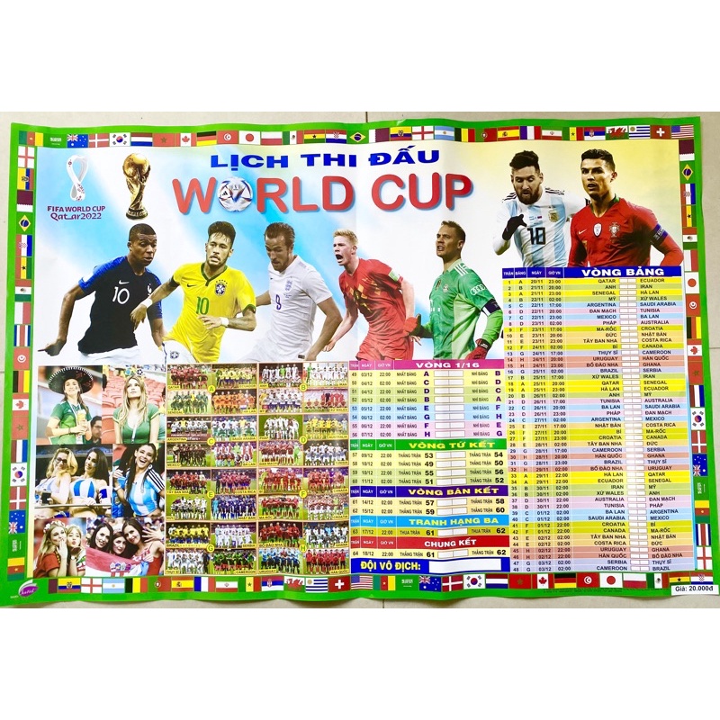 Lịch Thi Đấu Vòng Chung Kết World Cup 2022 theo giờ Việt Nam KT 53x80
