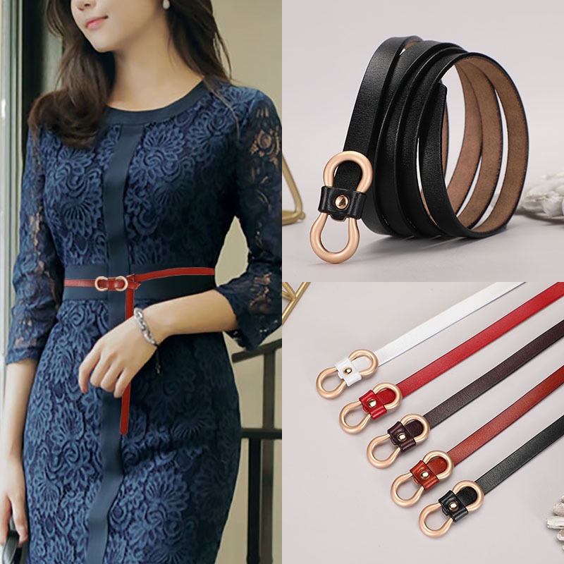 Thắt lưng da PU Haimeikang mỏng phối khóa số 8 thời trang cho nữ