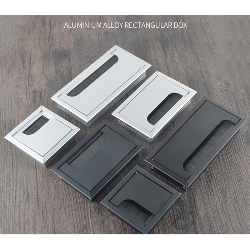 Nắp Luồn Dây Điện Nhôm Âm Bàn Họp, Bàn Làm Việc - Nắp Nhôm Âm Bàn Cao Cấp Bạc 160x80, 280x80