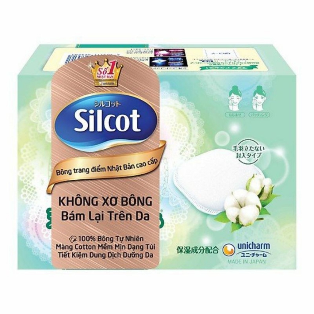 [Date 2025] Bông tẩy trang Silcot - Bông Trang Điểm Silcot Nhật Bản Cao Cấp Loại 66 - 82 miếng/hộp Silcot Unicharm