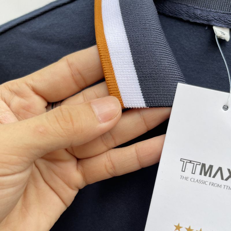 Áo Thun Nam, PoLo Nam Màu Xanh Đen Viền Nhỏ Có Cổ Vải Cá Sấu Ngắn Tay Viền Sọc Sku:1 Màu