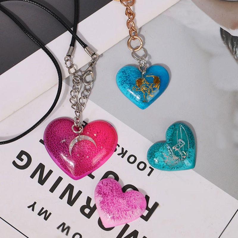 Khuôn Silicone Làm Móc Khóa Hình Trái Tim DIY