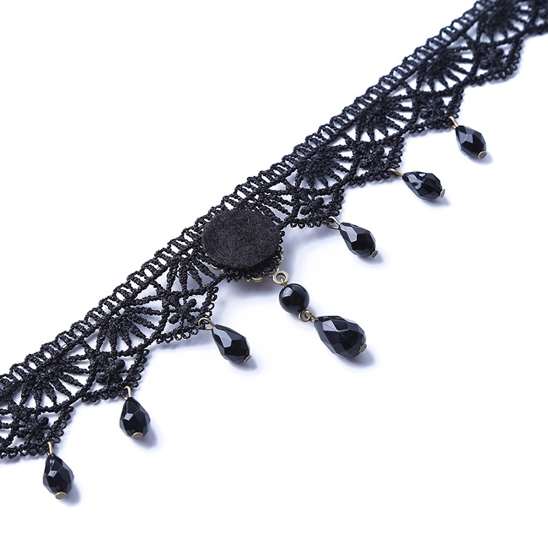 Gothic Personality Choker Pendant Sexy Ladies Vintage Black Lace Necklace Clavicle Chain Gifts