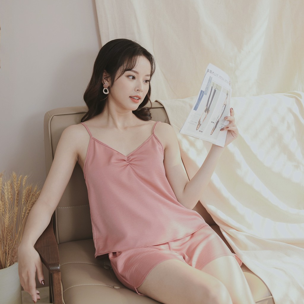 Bộ 2 dây mặc nhà MOMOJAMA chất liệu lụa gân - 6 màu trơn - M2783 | BigBuy360 - bigbuy360.vn