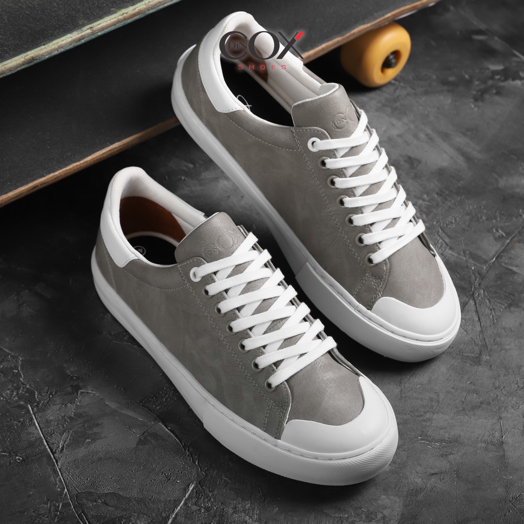 Giày Sneaker Da Nam DINCOX C13 Cách Điệu Sáng Tạo Grey/White