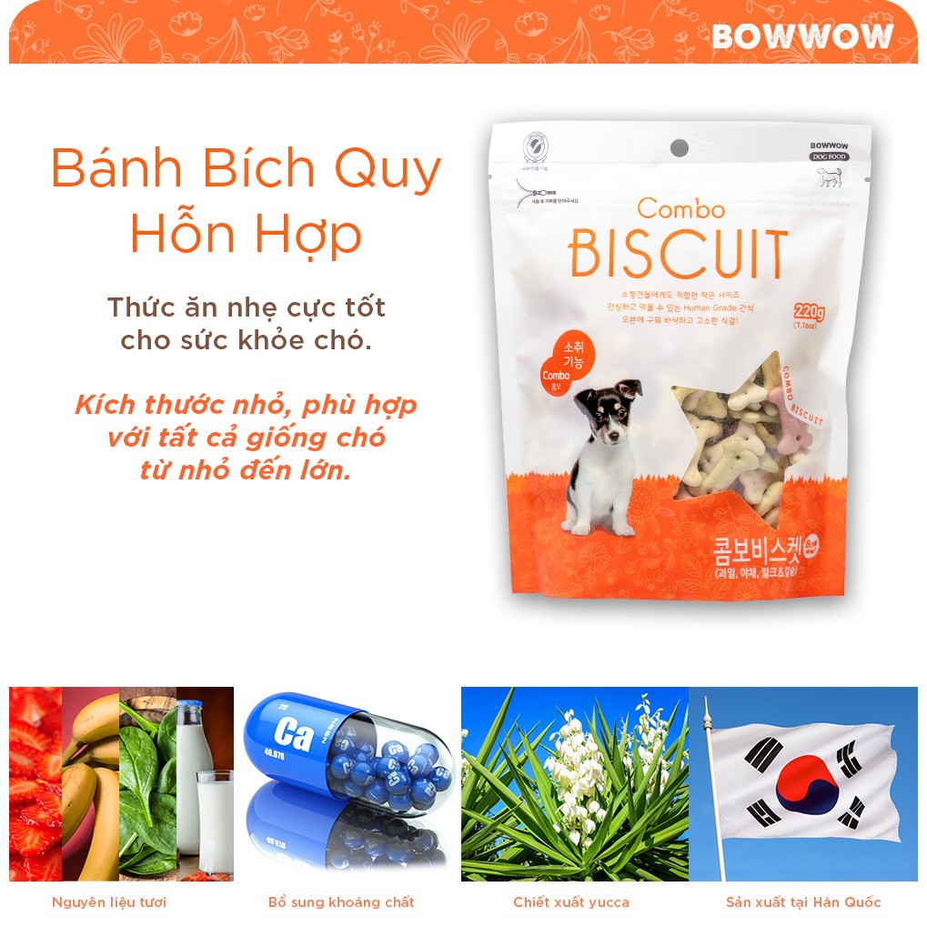 BÁNH BÍCH QUY HỖN HỢP CHO CHÓ 220G