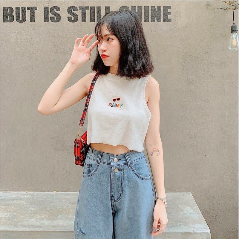 [Giảm Giá] Áo Croptop Thêu SUMMER Ulzzang (Có Video ,Ảnh Thật) cho bạn sự trẻ trung, cá tính.{Shop Lee Khánh Store}