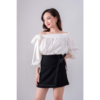 Chân váy ngắn thắt nơ xinh - Chân váy dáng A viền chỉ thắt nơ