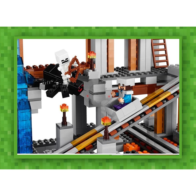 Đồ chơi lắp ráp Non Lego Minecraft Bela 10179 Xếp Mô Hình Nhà My World Minifigures khu hầm mỏ