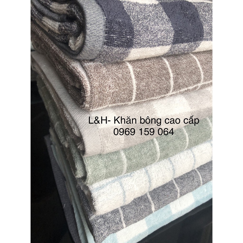 Khăn tắm dày Muji, kẻ ô, KT 70x140cm