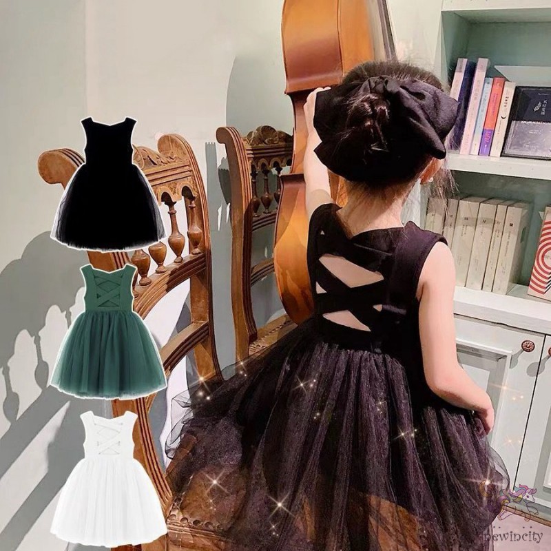 Đầm Bé Gái Phối Váy Lưới Đáng Yêu Thời Trang Phong Cách Hàn Quốc