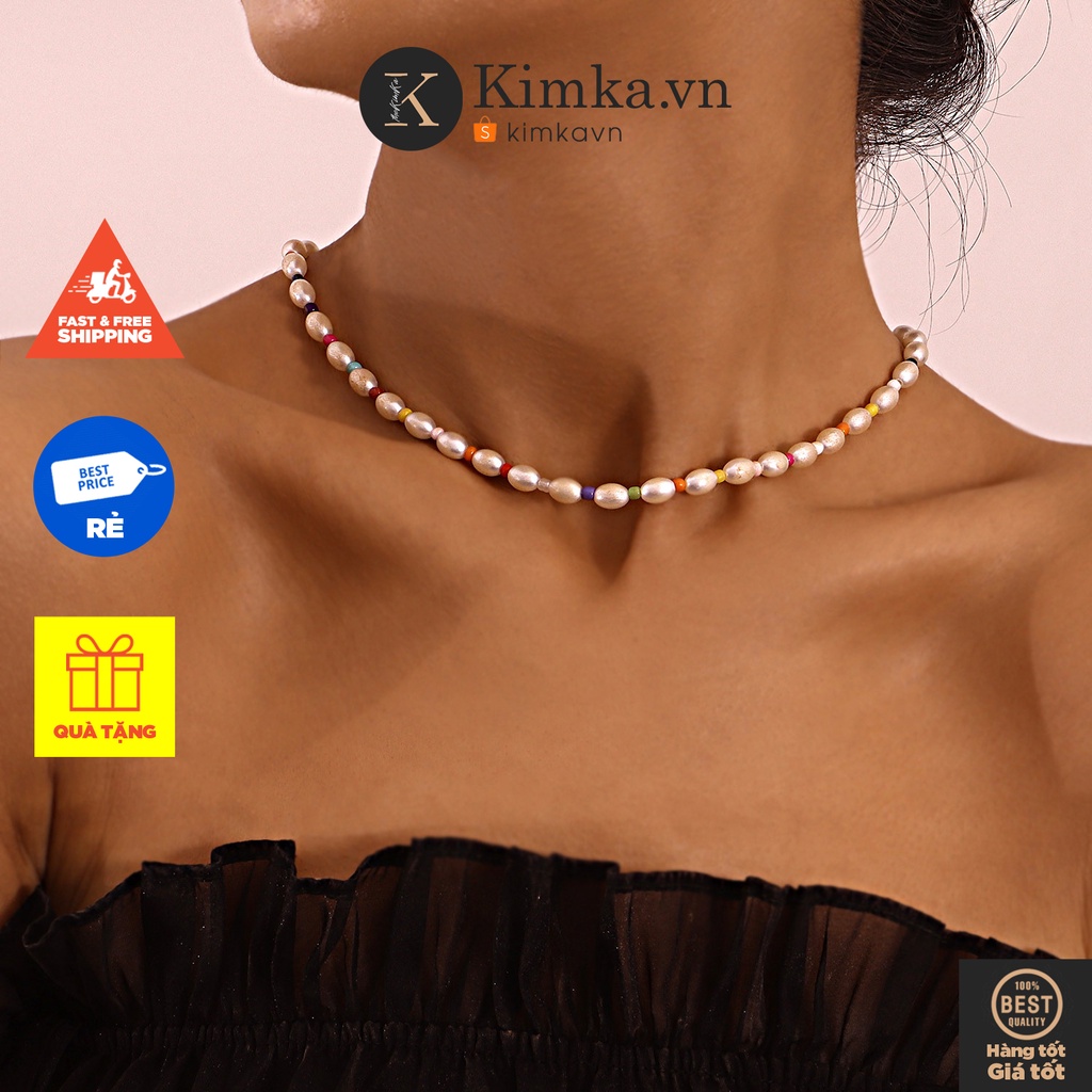 (0306) Vòng Cổ Choker Ngọc Kết Hợp Hạt Nhựa Resin Đơn Giản Sang Trọng Nữ Tính