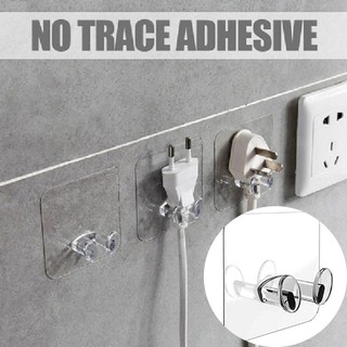 Móc cắm điện dính đa năng, Móc cắm chắc chắn trong suốt, Móc dán trong suốt, Sử dụng cho nhà bếp, phòng tắm, văn phòng