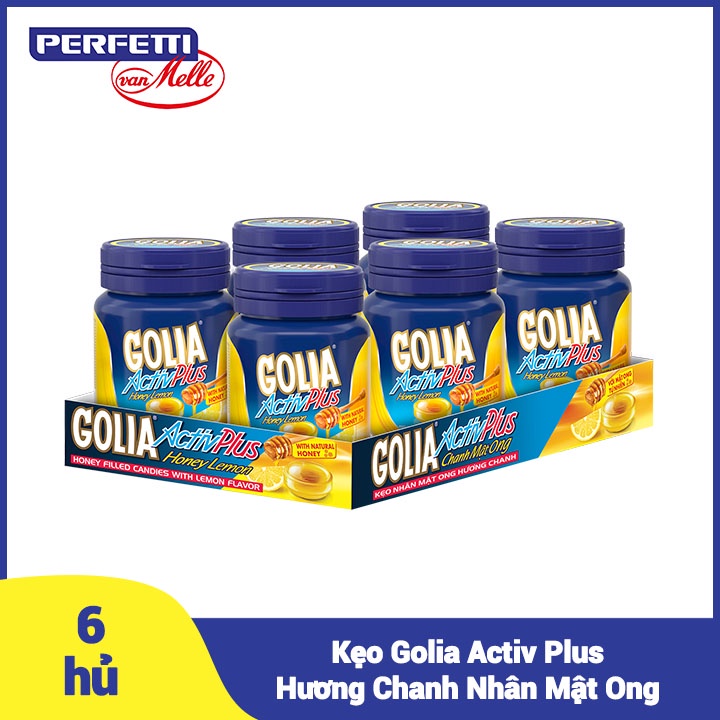 Kẹo Golia Activ Plus Hương Chanh Nhân Mật Ong (Hộp 6 Hủ)