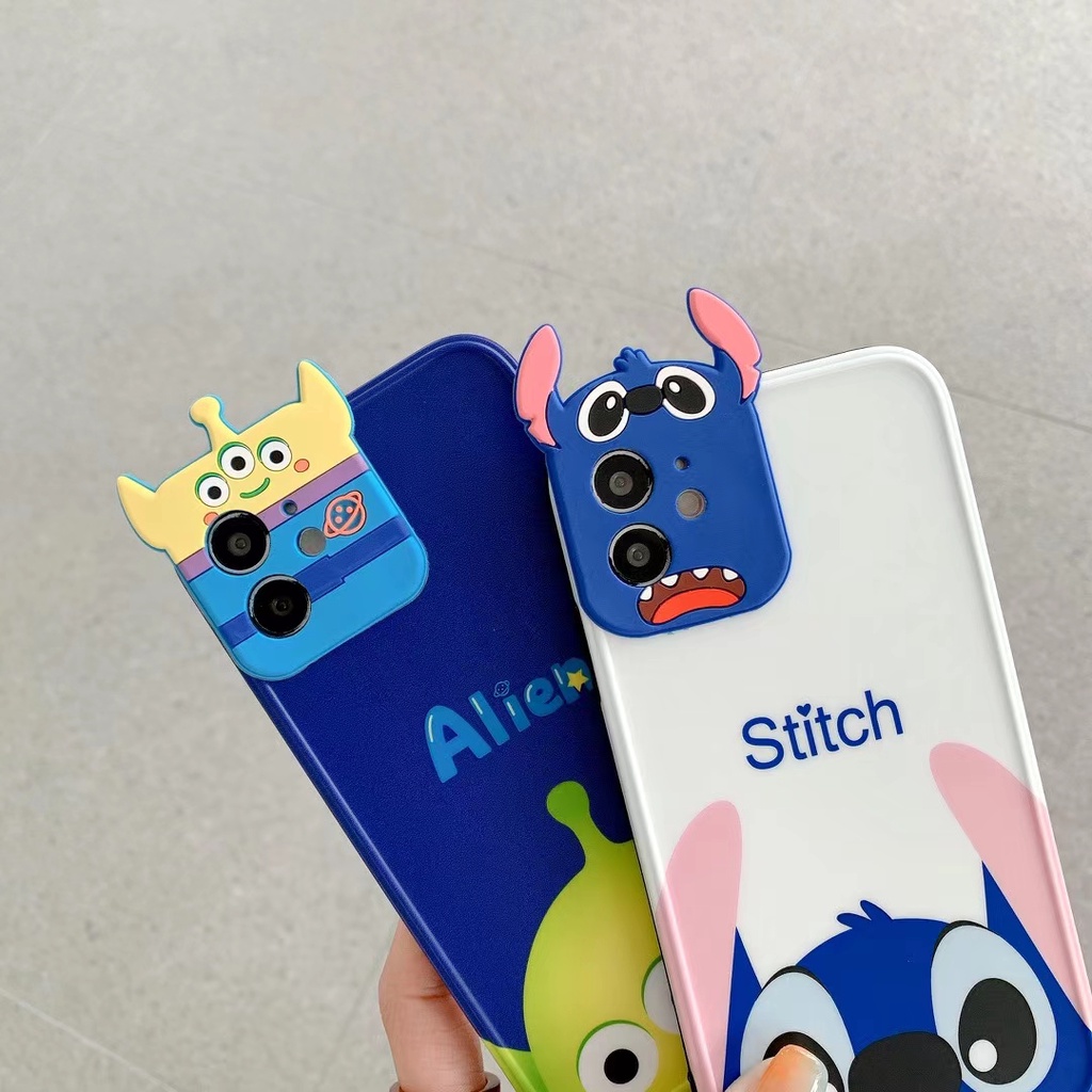 Ốp Điện Thoại Bảo Vệ Ống Kính Máy Ảnh Họa Tiết Hoạt Hình Stitch Sáng Tạo Cho Iphone 11