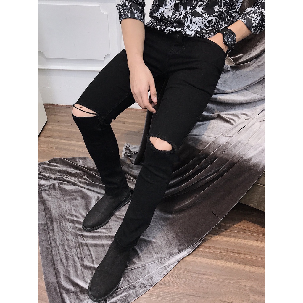 Quần Jeans Nam 2STOREGLE Dáng Slim Fit Ống Côn Ôm Nhẹ Màu Xanh Bạc