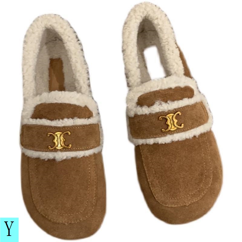 Giày Bốt Đi Tuyết Đế Bằng Phối Lông Nhung Màu Nâu Phong Cách Pháp Thời Trang Thu Đông Mới Cho Nữ