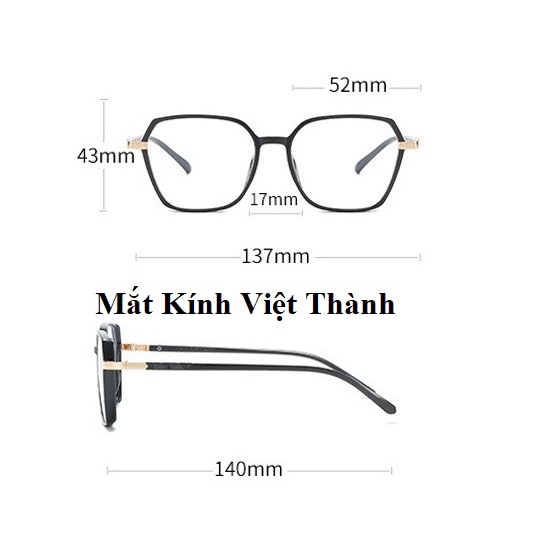 GV03 Gọng kính cận vuông cho nam và nữ siêu hot mắt kính nhựa chống ánh sáng xanh