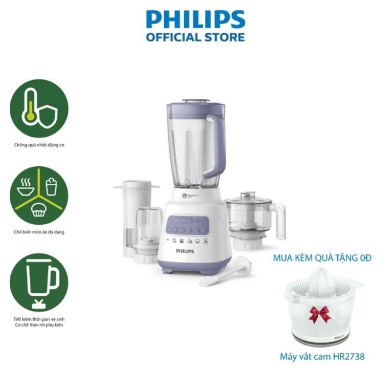 Máy xay sinh tố Philips HR2223/00 700W full phụ kiện cối nhựa - Hàng chính hãng