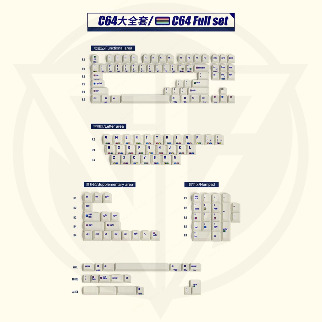 Keycap C64 139 nút bàn phím cơ Thick PBT 1.6MM Cherry Profile