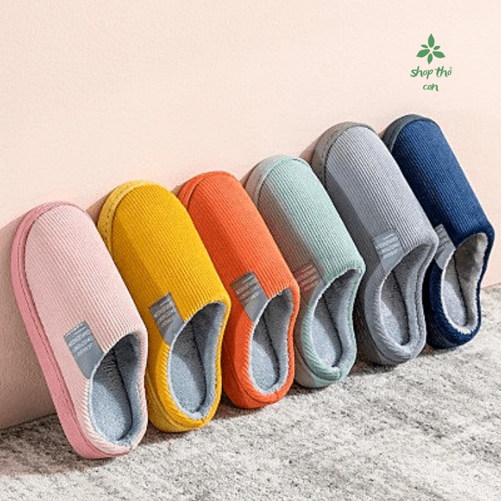 Dép bông đi trong nhà, dép lông đi trong nhà mùa đông nam nữ kiểu dáng Hàn Quốc siêu ấm chống trơn trượt DB07-THO39