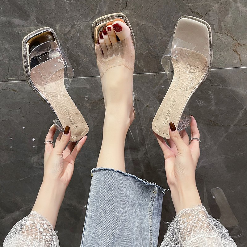 Dép Sandal Cao Gót Trong Suốt Thời Trang Mùa Hè 2021 Sành Điệu