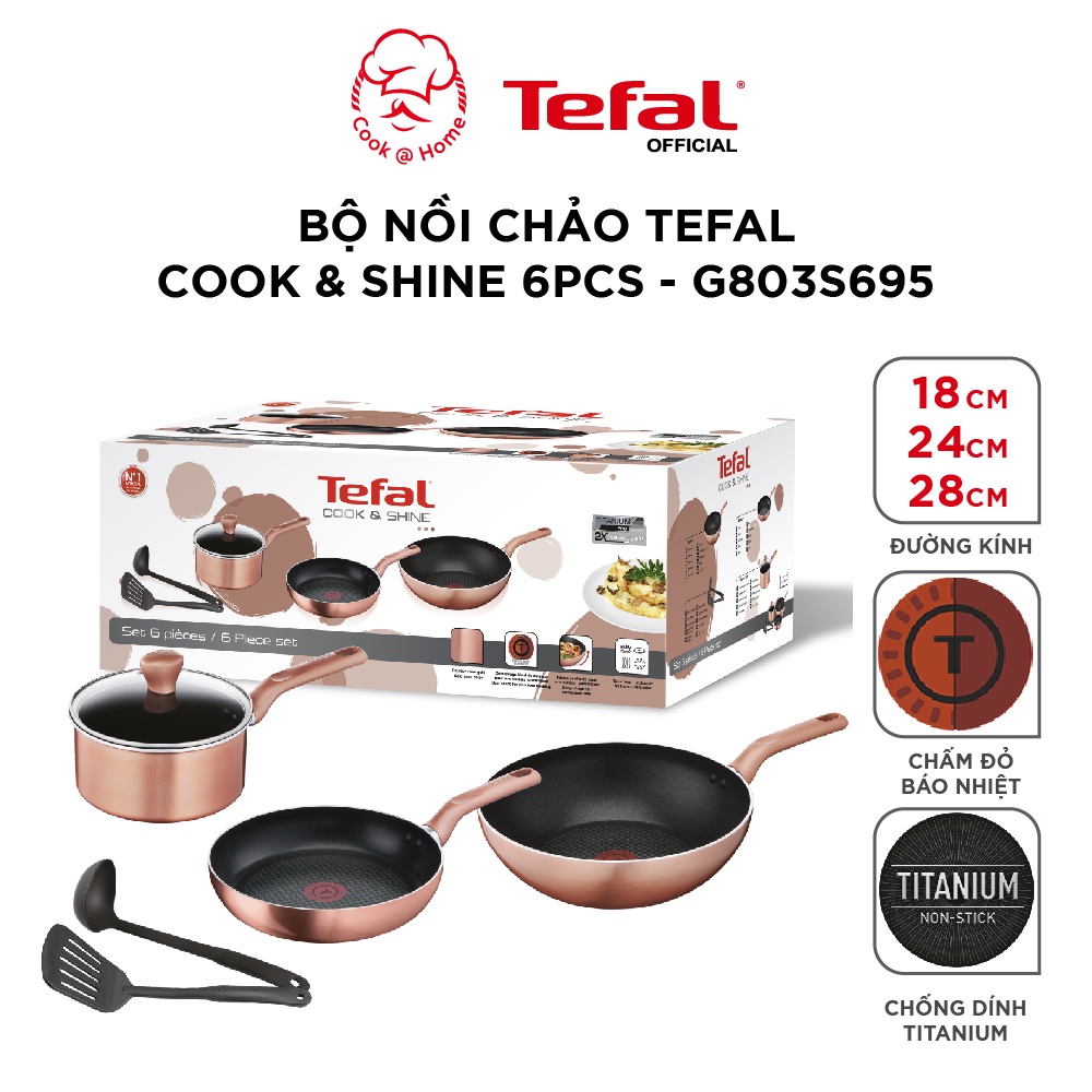 Bộ nồi Tefal chảo Cook&amp;Shine 6pcs - G803S695